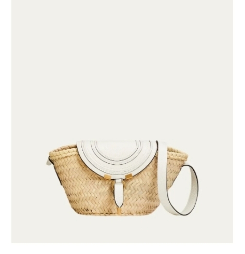 CHLOE Small Marcie Flap Raffia Crossbody Bag